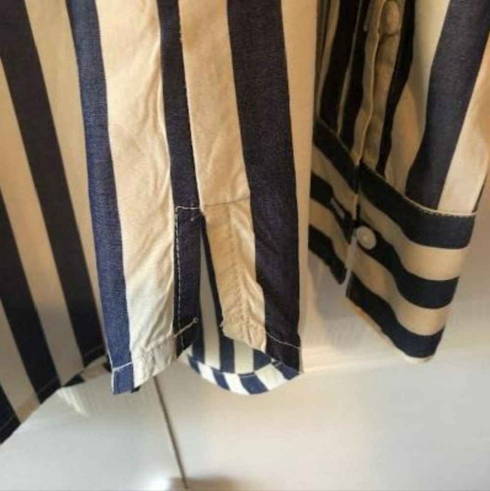 Madewell Cotton Striped Blue and White Long Sleeve Button Up Shirt - Picture 4 of 5